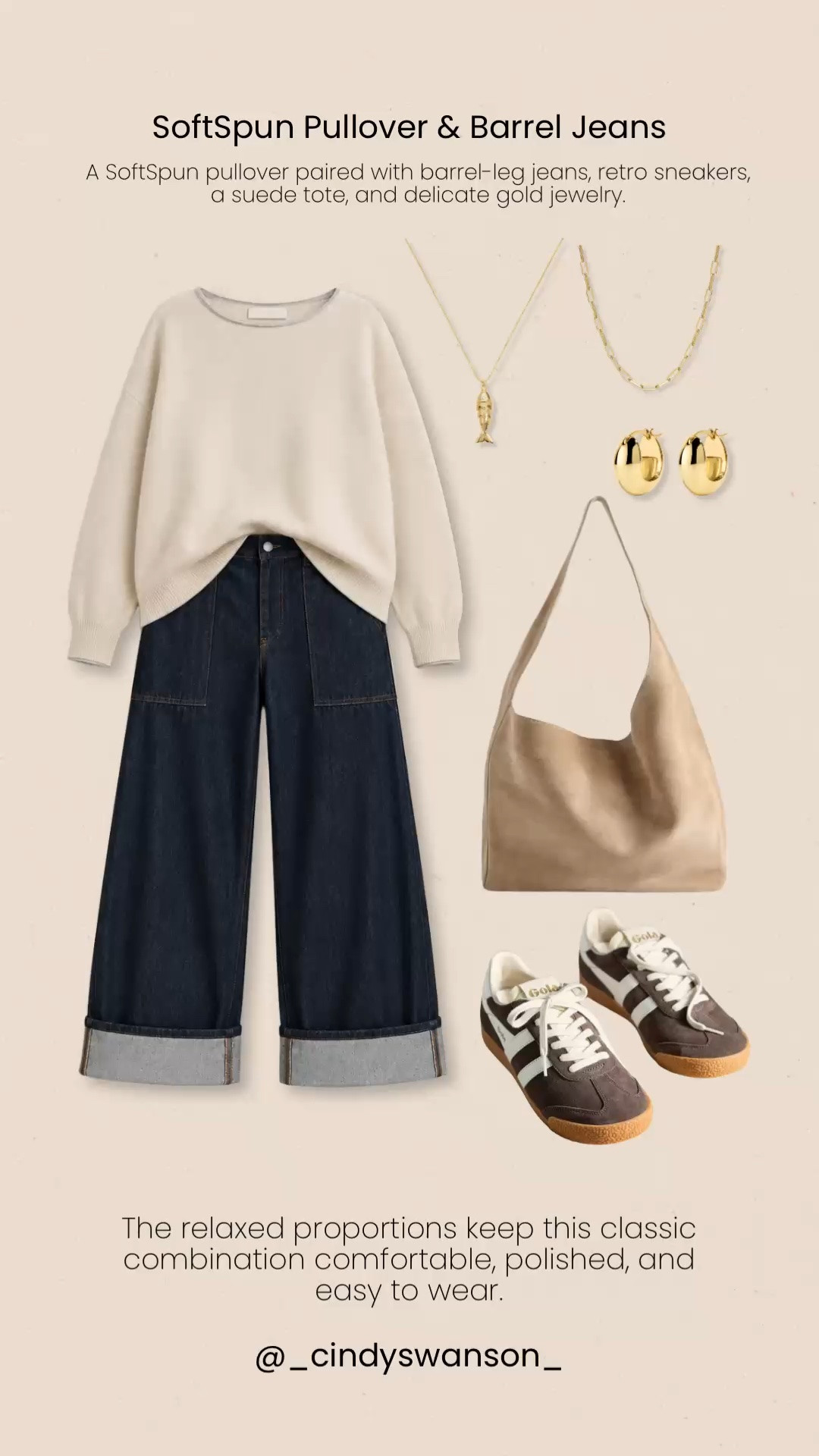 A soft, easy pullover and barrel-leg jeans make such a comfortable everyday combination. I love the relaxed proportions here—the cozy SoftSpun sweater balances the structured denim beautifully, while retro sneakers and a suede tote keep the look polished but practical.

💡 LTK MADE EASY
❤️ Heart = Support my posts!
🔖 Save = Get sale & restock alerts
📋 Lists = Keep favorites organized
📲 Share = Send lists and products to a friend. Hello, Christmas List!
💬 Comment = Ask me anything about what I’m wearing. :-)

#LTKootd #LTKSeasonal #LTKOver40
