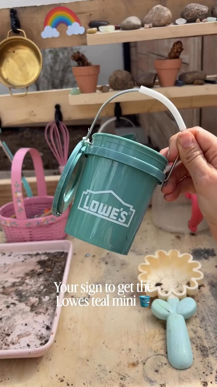 Your sign to get the @loweshomeimprovement mini bucket in teal 🪣 

#lowesminibucket #lowespartner #lowesfinds #springgardening #girlmom