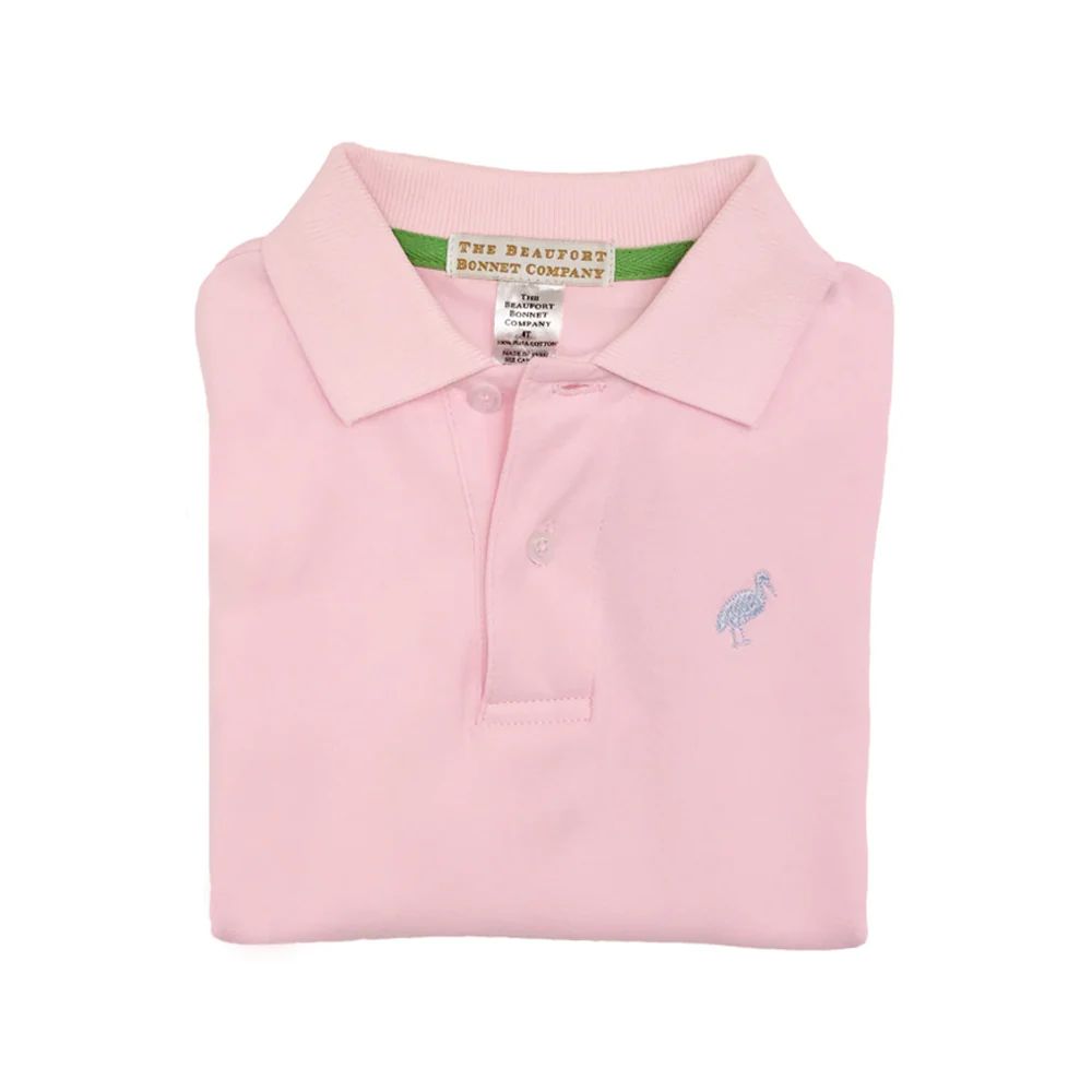 Prim & Proper Polo & Onesie - Palm Beach Pink with Buckhead Blue Stork | The Beaufort Bonnet Company