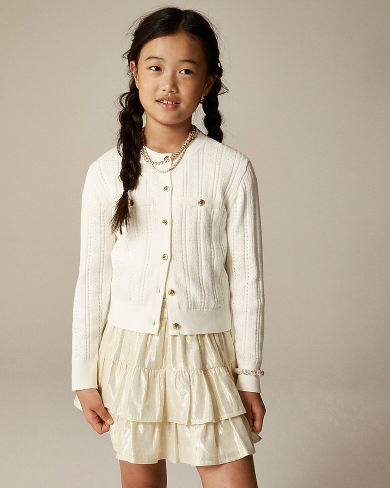 Girls' pointelle-knit cardigan sweater | J. Crew US