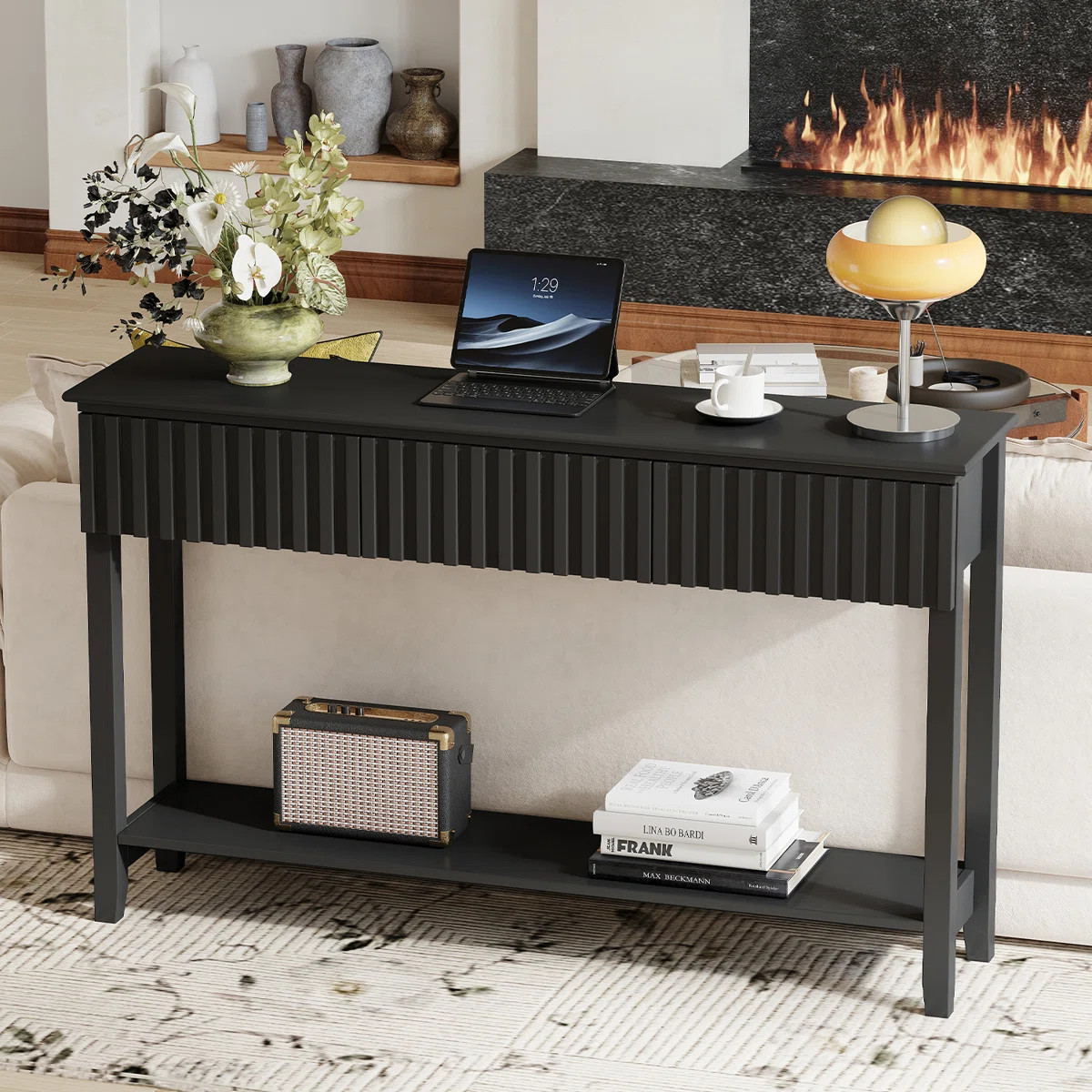 51.18" Console Table With 3 Drawers And Open Storage Shelf | Wayfair North America