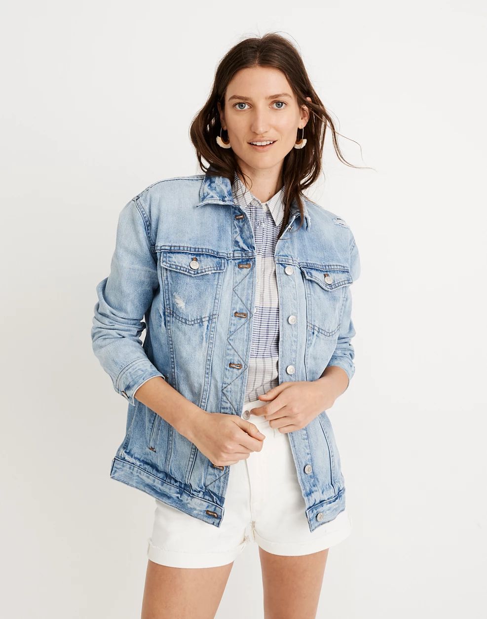 The Oversized Jean Jacket in Junction Wash: Distressed Edition | Madewell