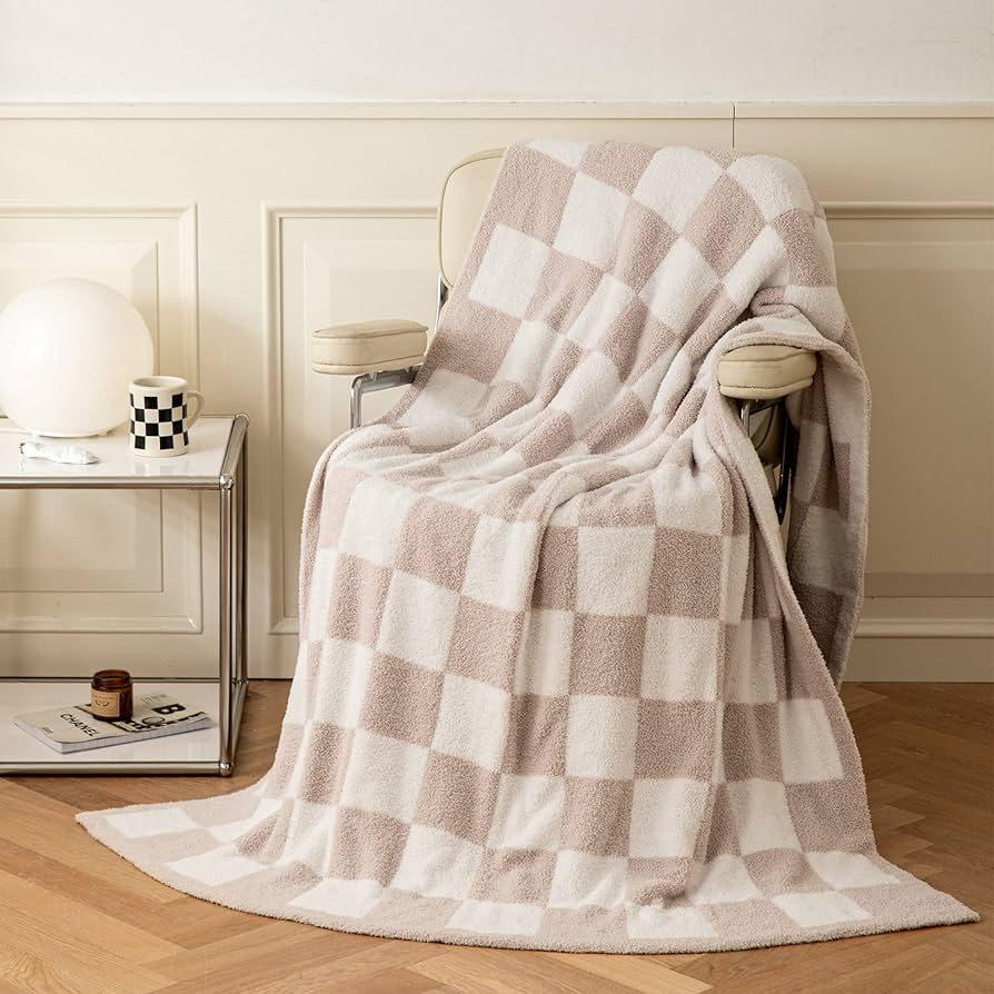 Amazon.com: Ultra Soft Cozy Buffalo Checkerboard Grid Fluffy Microfiber Knitted Throw Blanket Lig... | Amazon (US)