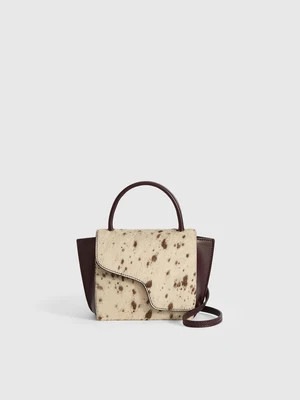 Montalcino Mandorla/Walnut Printed Mini Cow/Leather Mini handbag | ATP Atelier