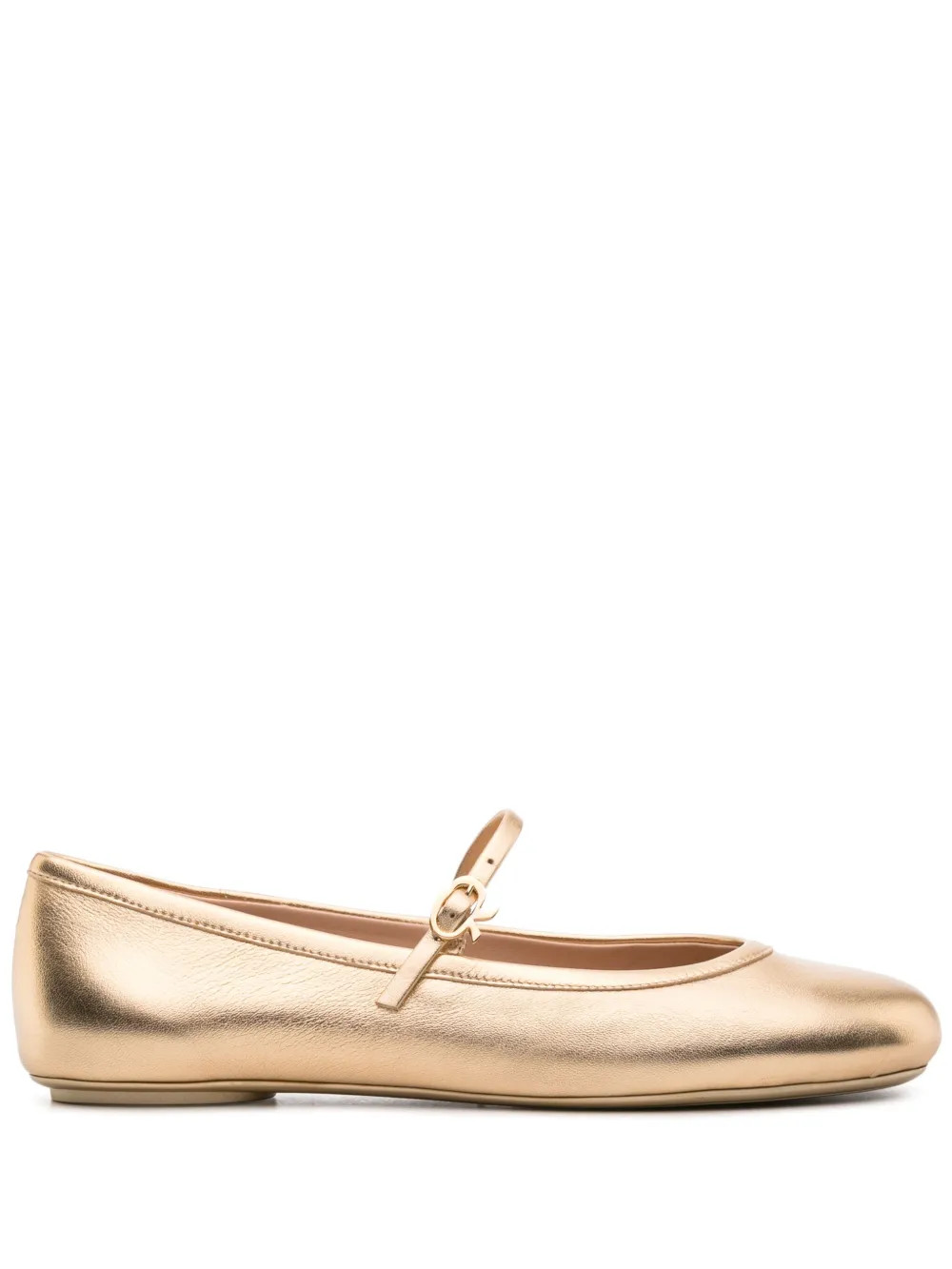 Gianvito Rossi Carla Buckled Ballerina Shoes | Gold | FARFETCH AU | Farfetch Global
