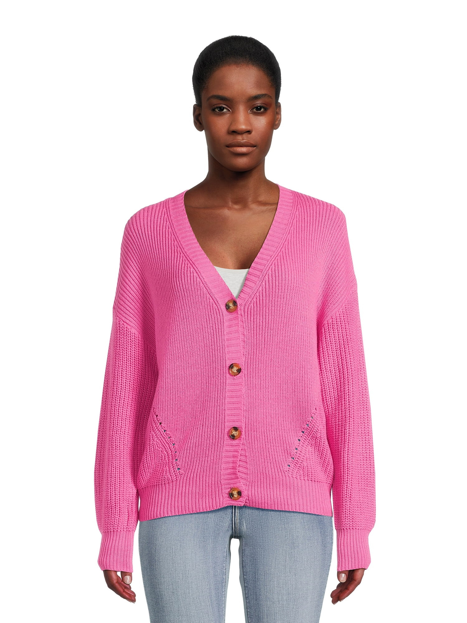 Time and Tru Women's Boyfriend Cardigan Sweater, Midweight, Sizes XS-XXXL | Walmart (US)