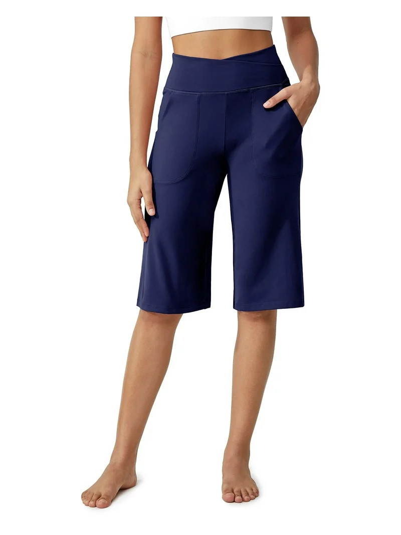G4Free Capri Pants for Women 14" Knee Length Wide Leg Yoga Capris Dressy Casual Summer Crop Pants... | Walmart (US)