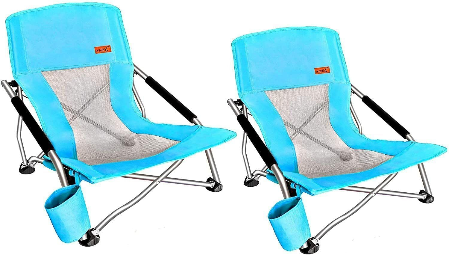 Nice C Low Beach Chair, Beach Chairs for Adults 2 Pack, Sling, Folding, Portable, Concert, Kids, ... | Amazon (US)