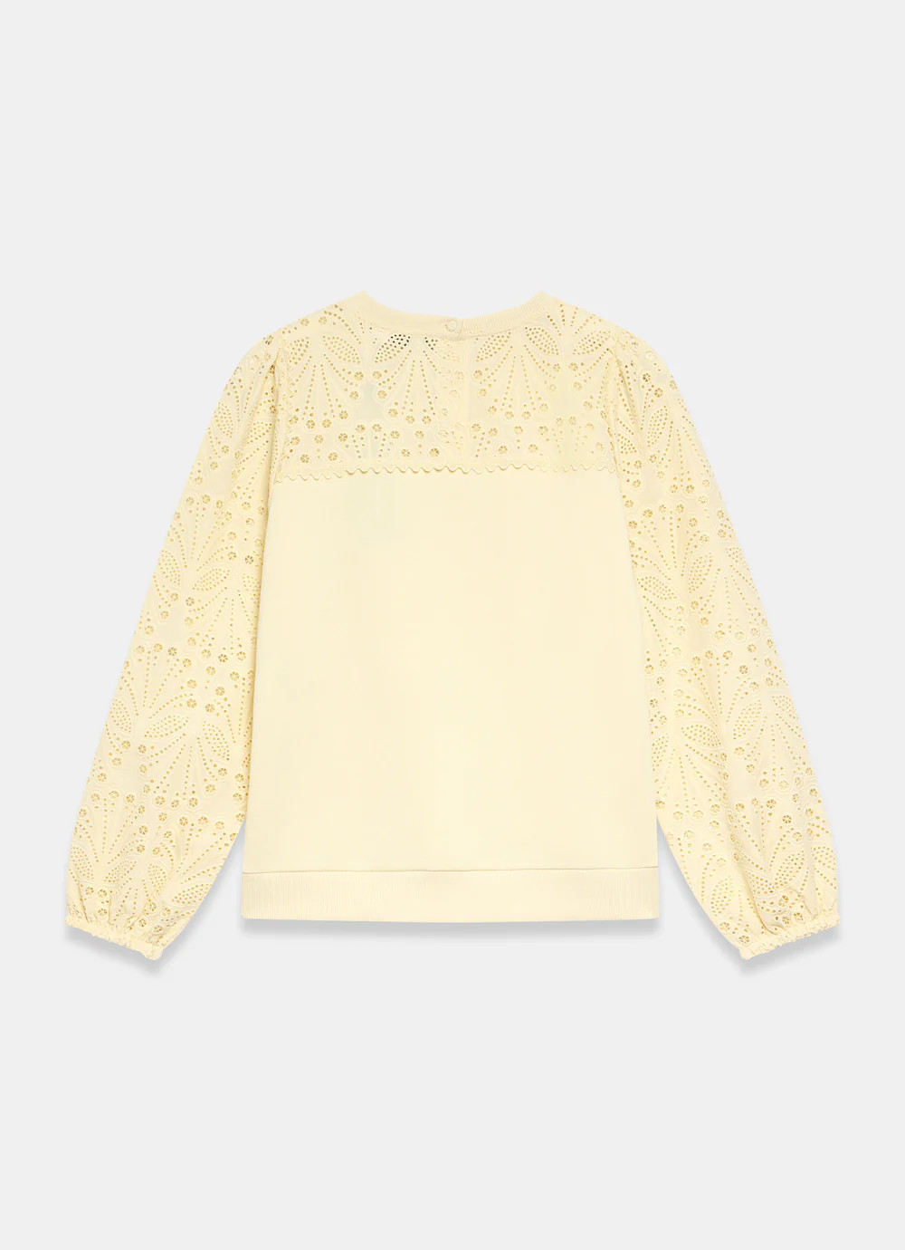 White Cotton Blend Broderie Sweatshirt | Mint Velvet