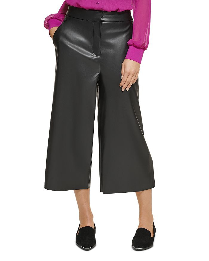 Faux Leather Wide Leg Cropped Pants | Bloomingdale's (US)