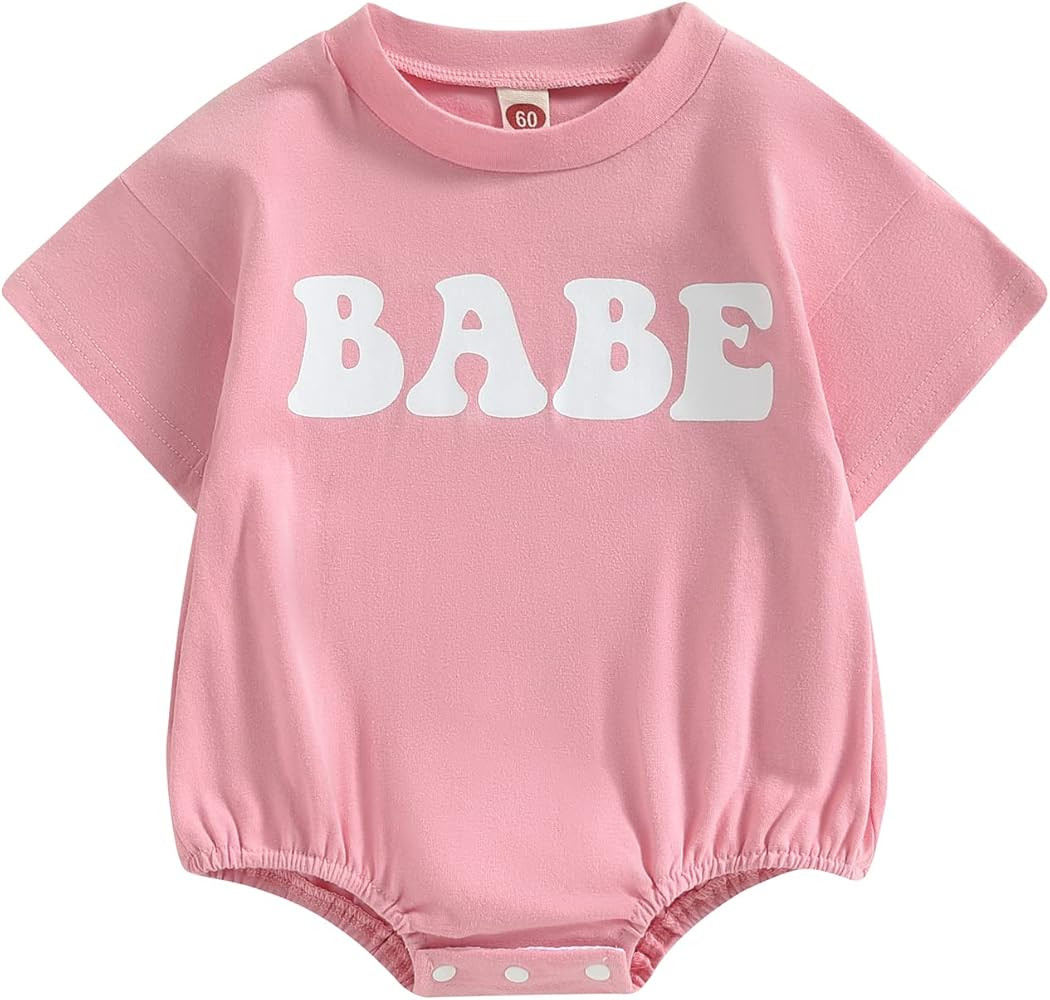 Muasaaluxi Newborn Infant Baby Girl Boy Clothes Short Sleeve Babe Bubble Romper Oversized Shirts ... | Amazon (US)