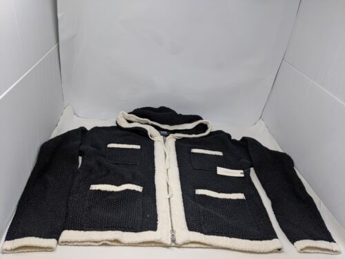 Anthropologie Black & White Knit Zip-up Hoodie Jacket Sweater New w/Tags Maeve M  | eBay | eBay US