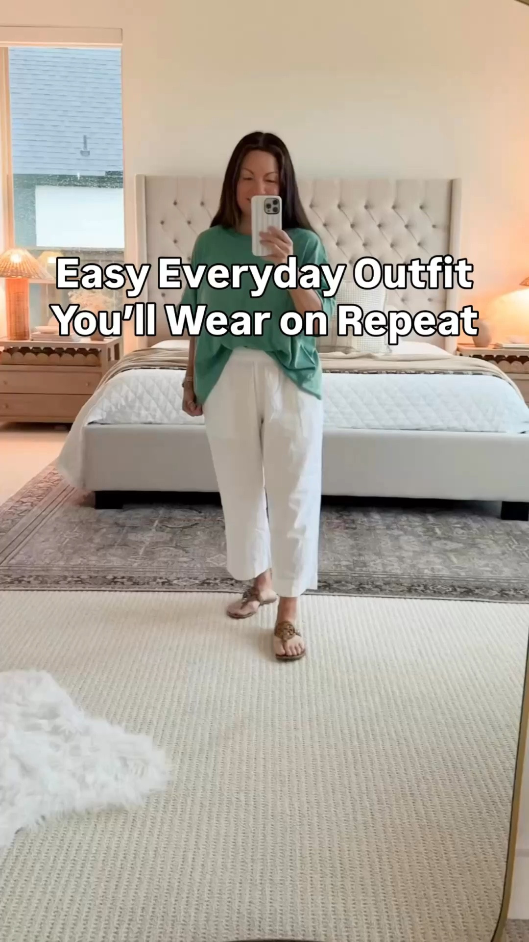 Easy everyday outfit I’ve been reaching for on repeat lately—comfy, effortless, and still feels put together 🤍 This oversized Amazon top I own in several colors is one of those throw-on-and-go pieces and these linen wide leg pants are so lightweight and flattering for spring and summer. They come in several lengths. Sandals that are a splurge but worth it are also linked and perfect for everyday wear. Follow me on LTK for daily outfit ideas, Amazon finds, and easy home styling inspiration. Casual spring outfit, Amazon fashion finds, beach vacation outfit, everyday outfit ideas, wide leg pants outfit, neutral summer outfit, comfy casual style, affordable fashion finds, minimalist outfit inspiration

#LTKvlog #LTKSeasonal #LTKootd
