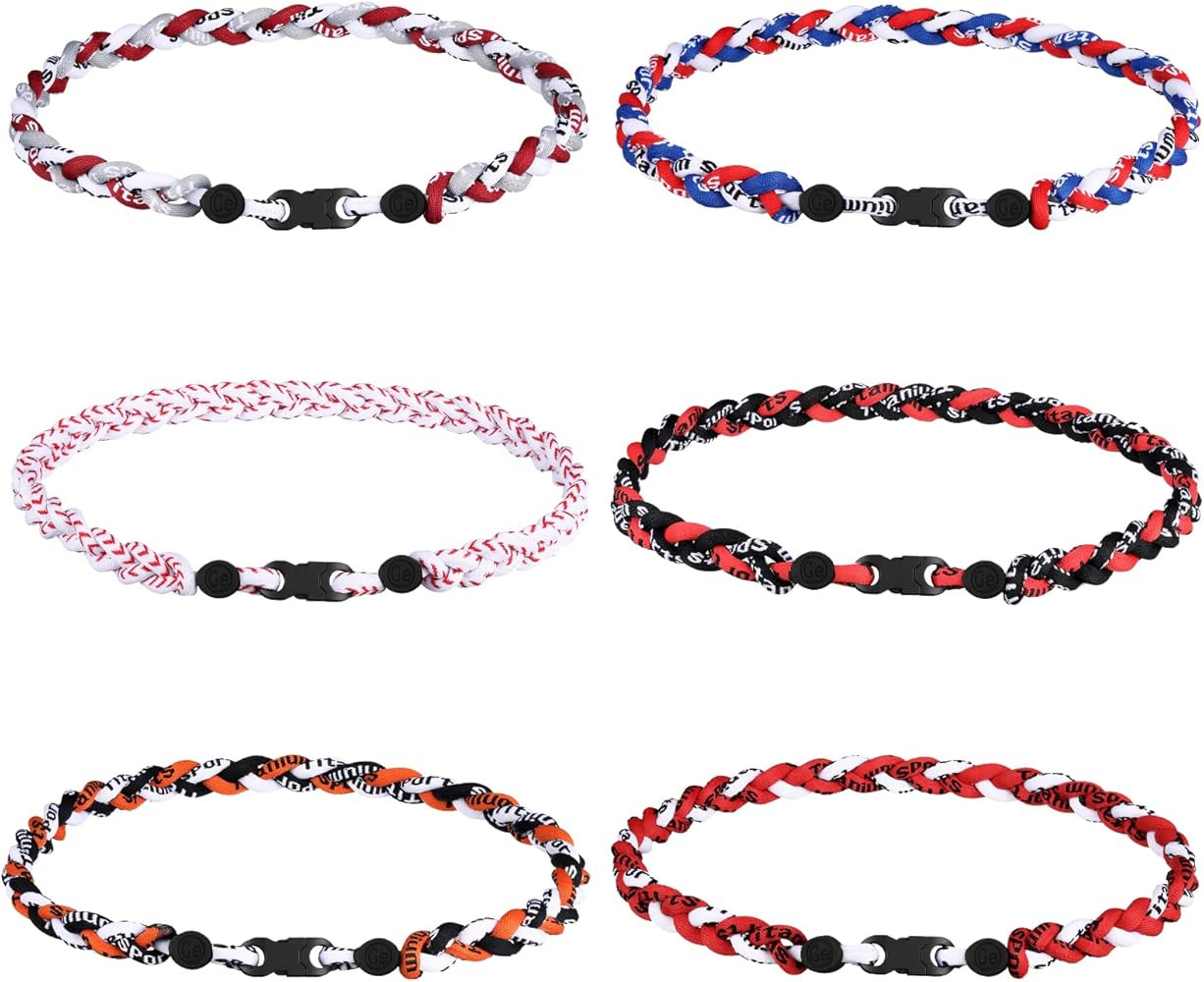 Nosiny 6 Pcs Baseball Rope Necklaces 3 Braided Rope Softball Titanium Sports Necklace for Christm... | Amazon (US)