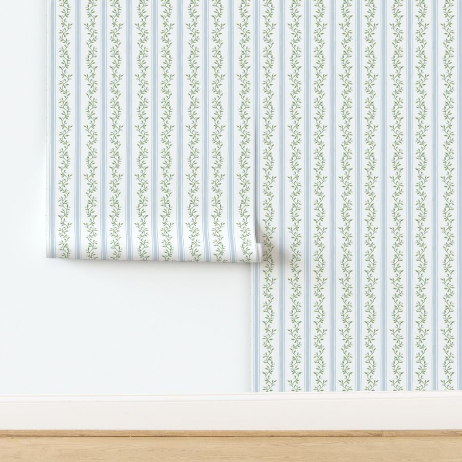 LIBBY STRIPE SOFT BLUE GREEN Wallpaper bydanika_herrick | Spoonflower