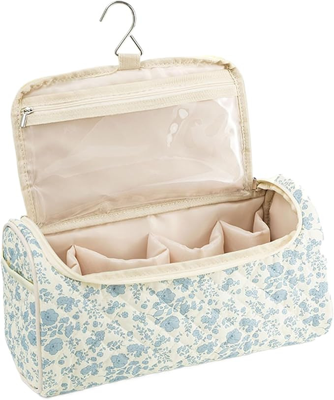 Quilted Makeup Bag, Cute Hair Tool Travel Bag with Hook Portable Hair Dryer Storage Bags Curling ... | Amazon (UK)