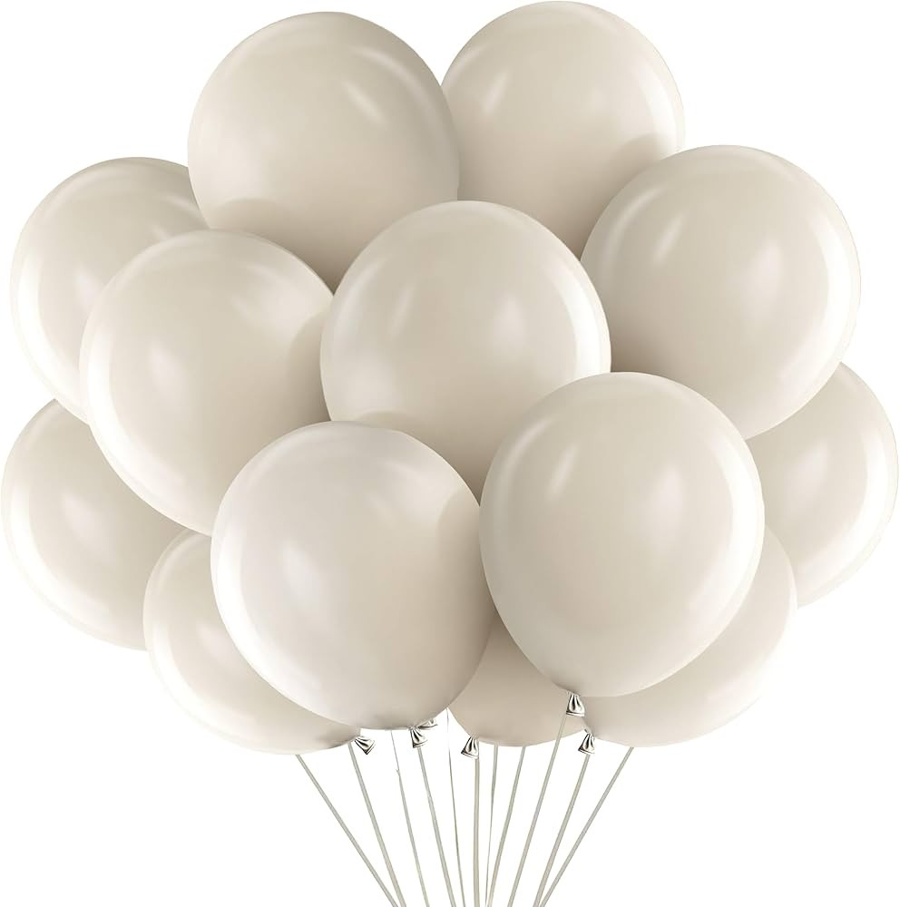 Jonhamwelbor Sand White Balloons 12 inch 100 Pack Matte Cream Ivory Color Latex Helium Balloons f... | Amazon (US)
