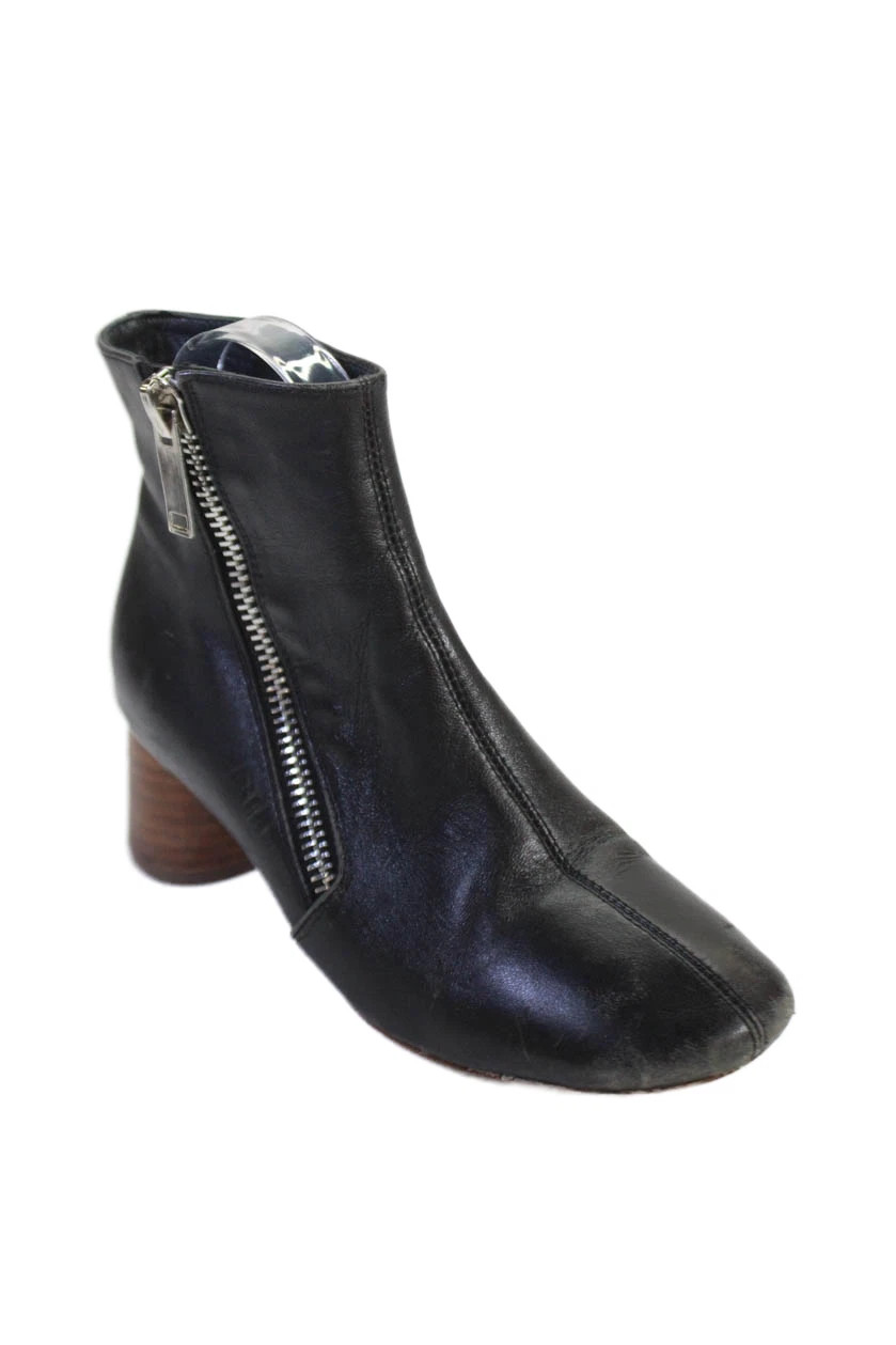 Celine Womens Zippered Block Heel Round Toe Ankle Boots Black Size EUR 37 | eBay US