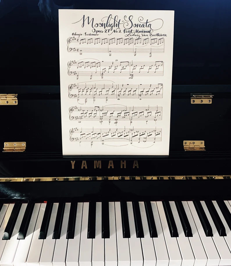 Moonlight Sonata Calligraphy Sheet Music - Etsy | Etsy (US)