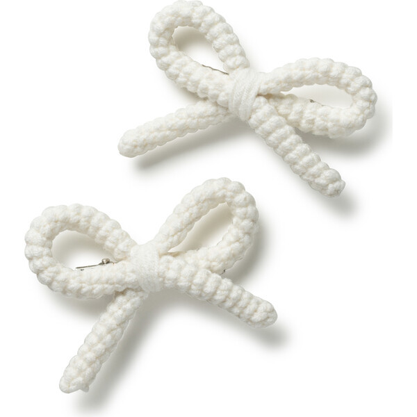 Juliana Textured Knit Double Clip, Ecru | Maisonette