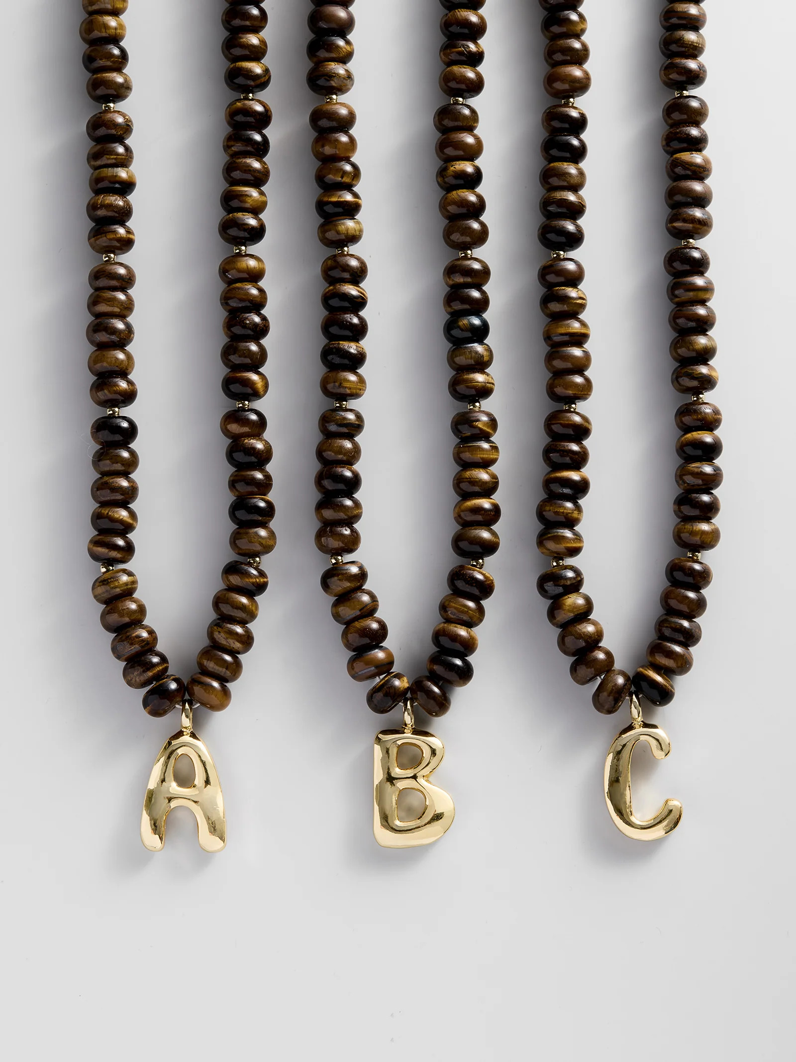 Semi-Precious Bubble Initial Necklace - Tiger's Eye | BaubleBar