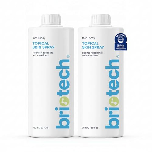 BRIOTECH Topical Skin Spray, Hypochlorous Acid for Sensitive Skin, HOCl Facial Mist, Full Body Support Against Irritation, Calm Redness, Soothe Foot & Scalp, 32 fl oz Refill (2 Pack) | Amazon (US)