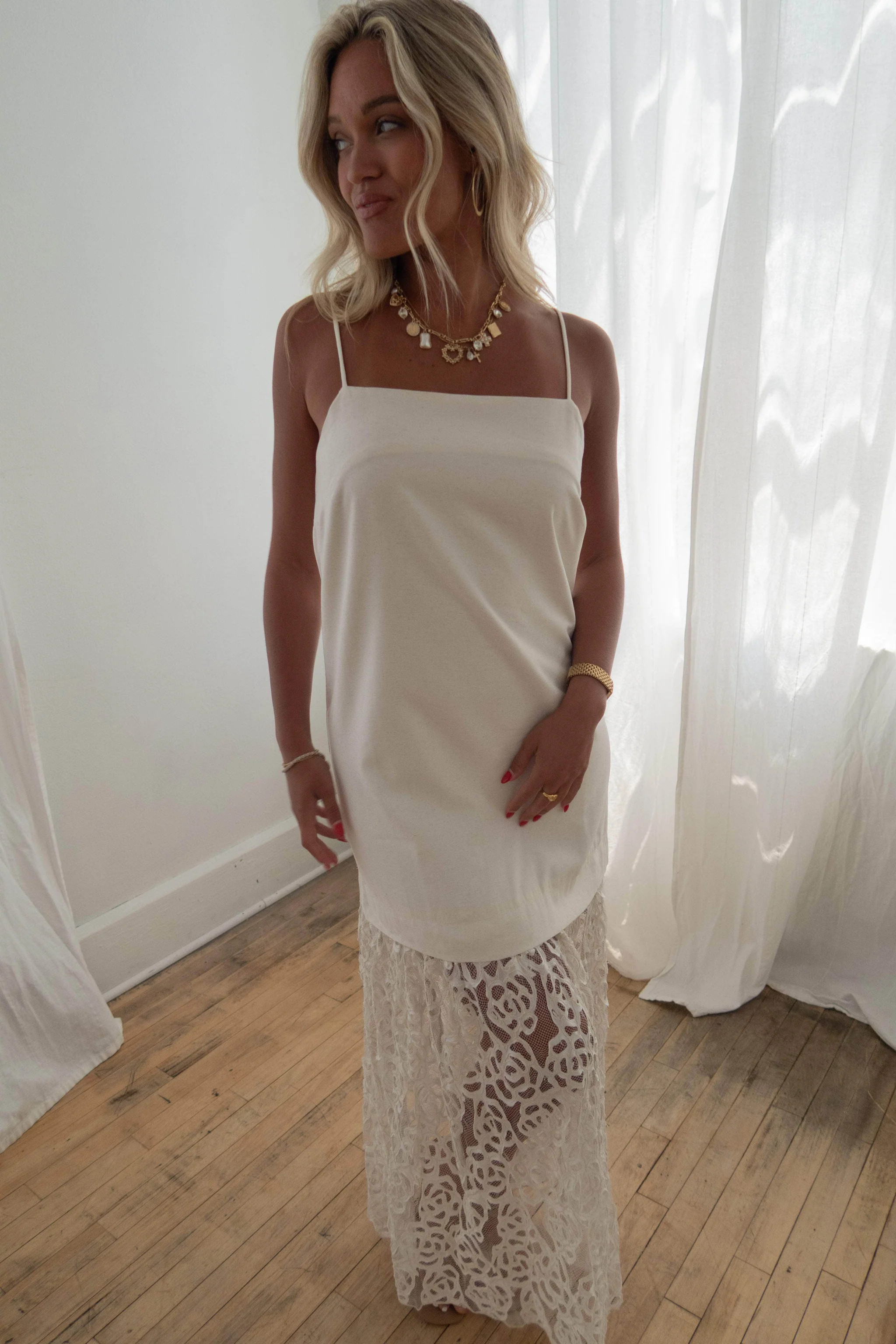 Ivory Rosette Midi Dress | Lane 201 Boutique