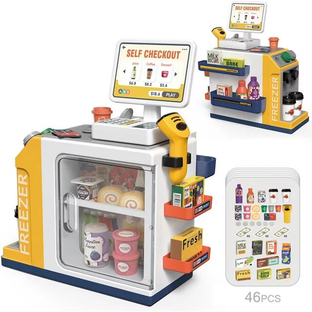 Adofi Upgraded Cash Register Playset for Kids - 46PCS, Kids Pretend Play Cash Register Toys with ... | Walmart (US)
