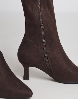 Hillary Kitten Heel High Leg Boot Wide E Fit Super Curvy Calf | Simply Be | Simply Be (UK)