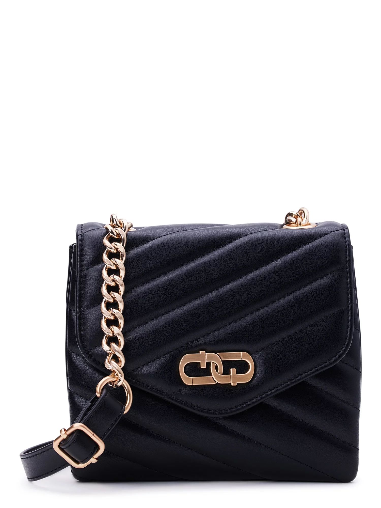 Time and Tru Women?s Brit Flap Front Crossbody Bag, Black - Walmart.com | Walmart (US)