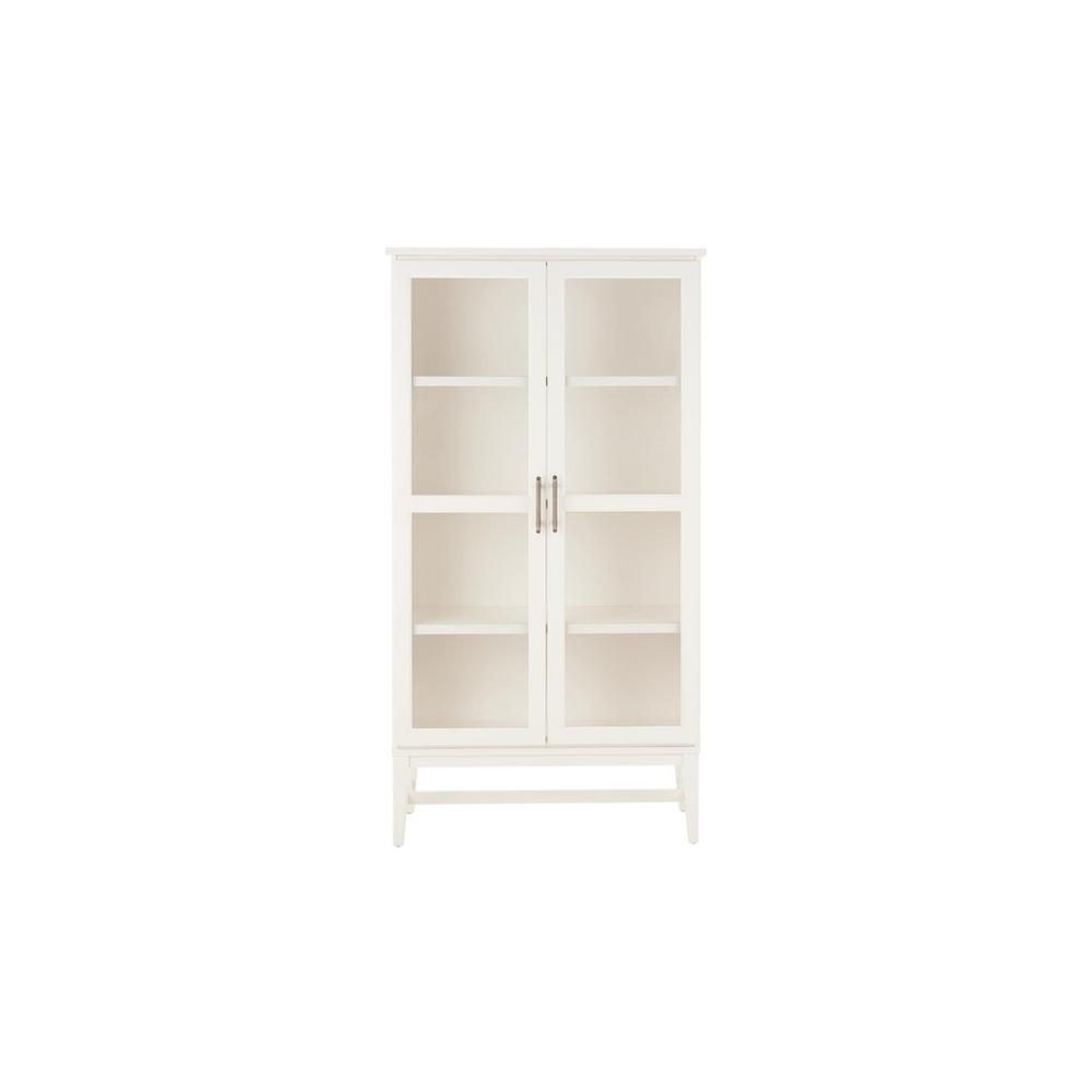 61.1 in. Ivory Wood 4-shelf Standard Bookcase with Glass Door | The Home Depot