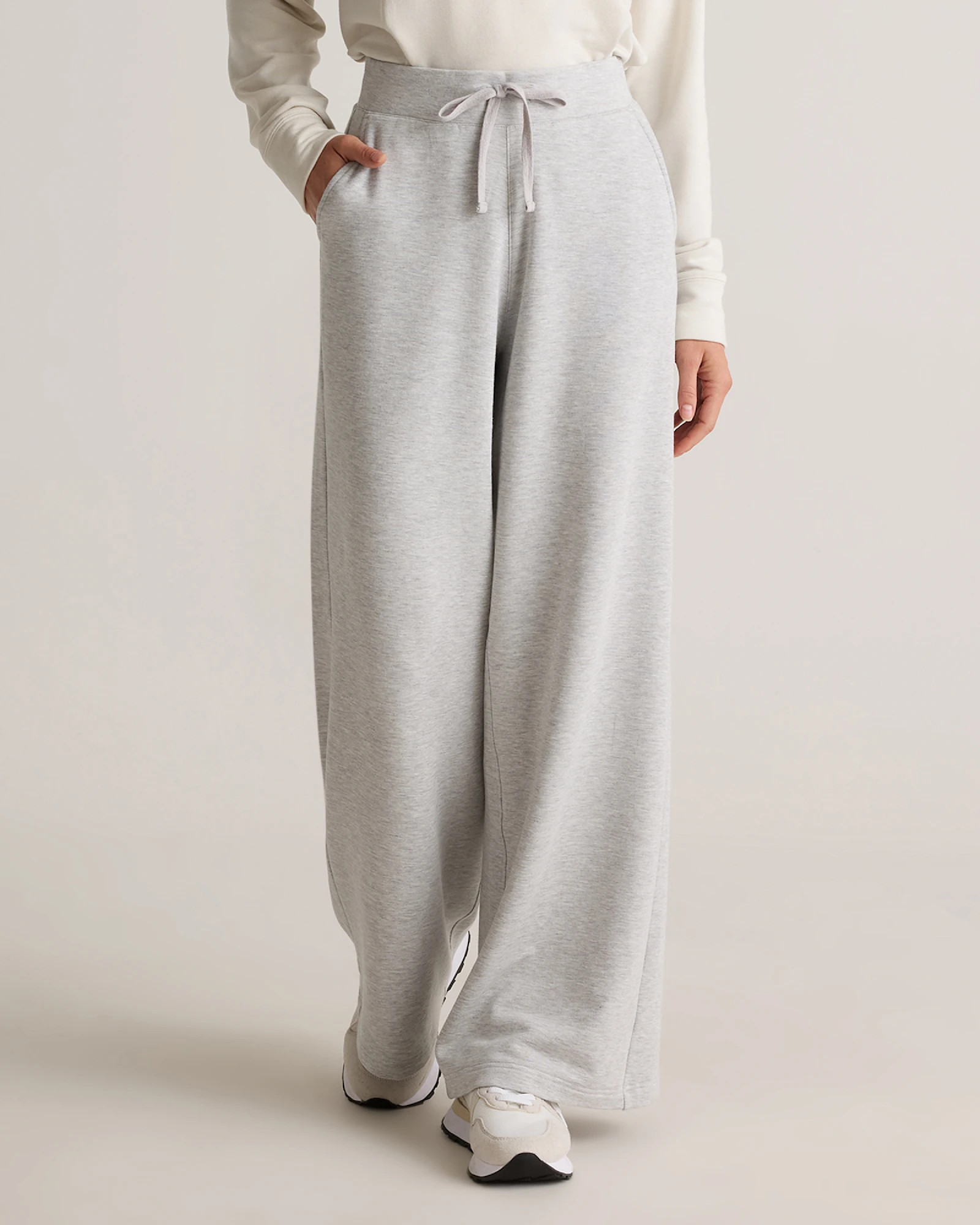 SuperSoft Fleece Wide Leg Pant in Heather Grey | Quince