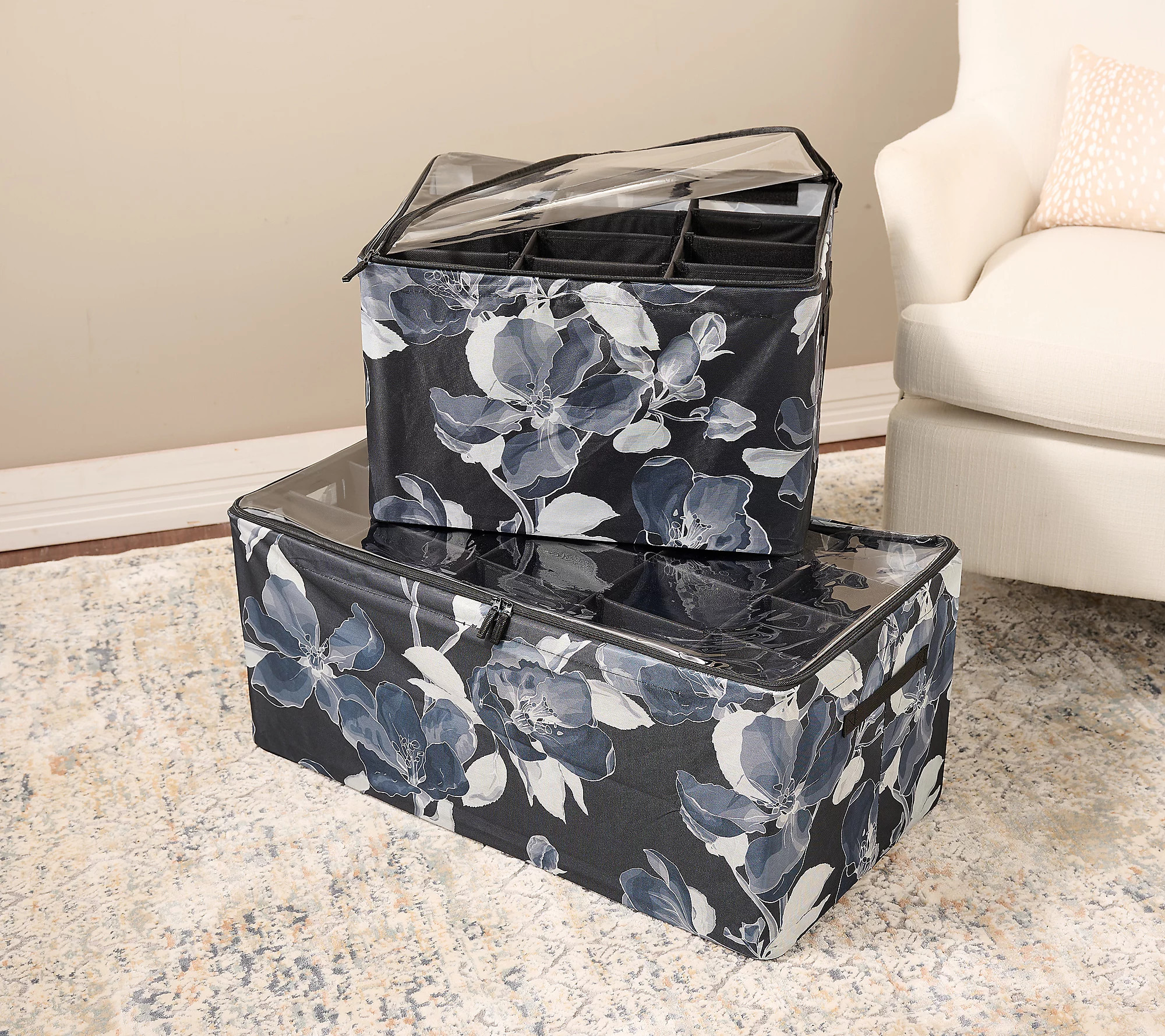 As Is Periea Set of 2 Medium and Large Shoe Organizer | QVC