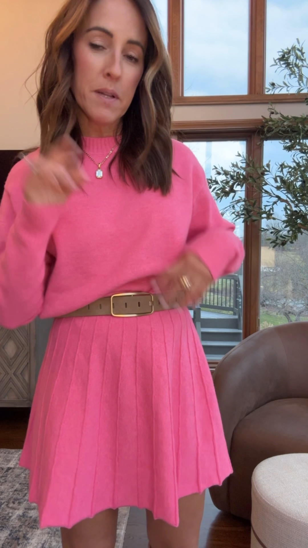 Super soft matching sweater skirt set. 
Size small 
Valentine’s Day outfit  
Necklaces - code: twopeasinablog 

#LTKValentine #LTKgrwm #LTKSeasonal