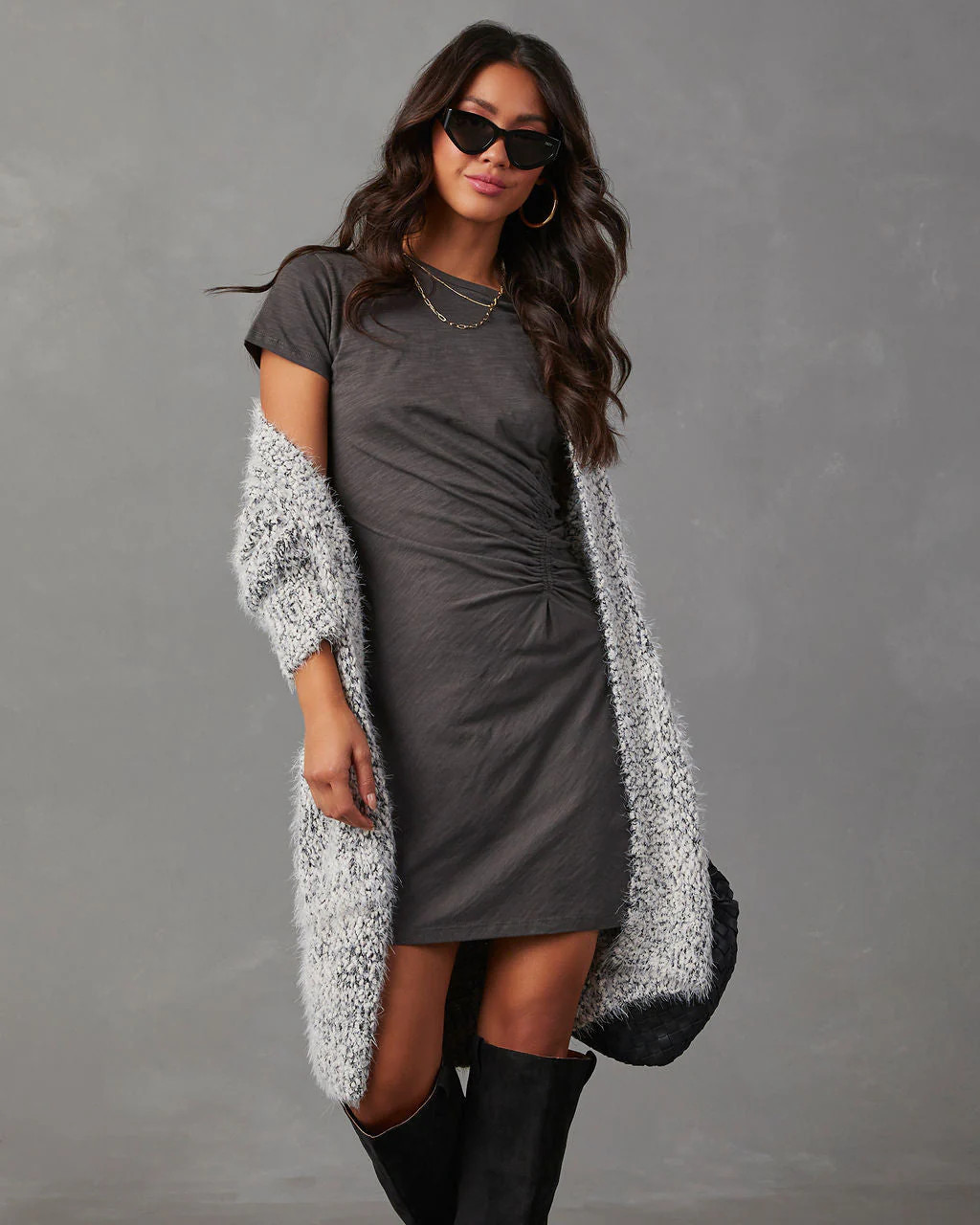 Janina Ruched Short Sleeve Mini T-Shirt Dress | VICI