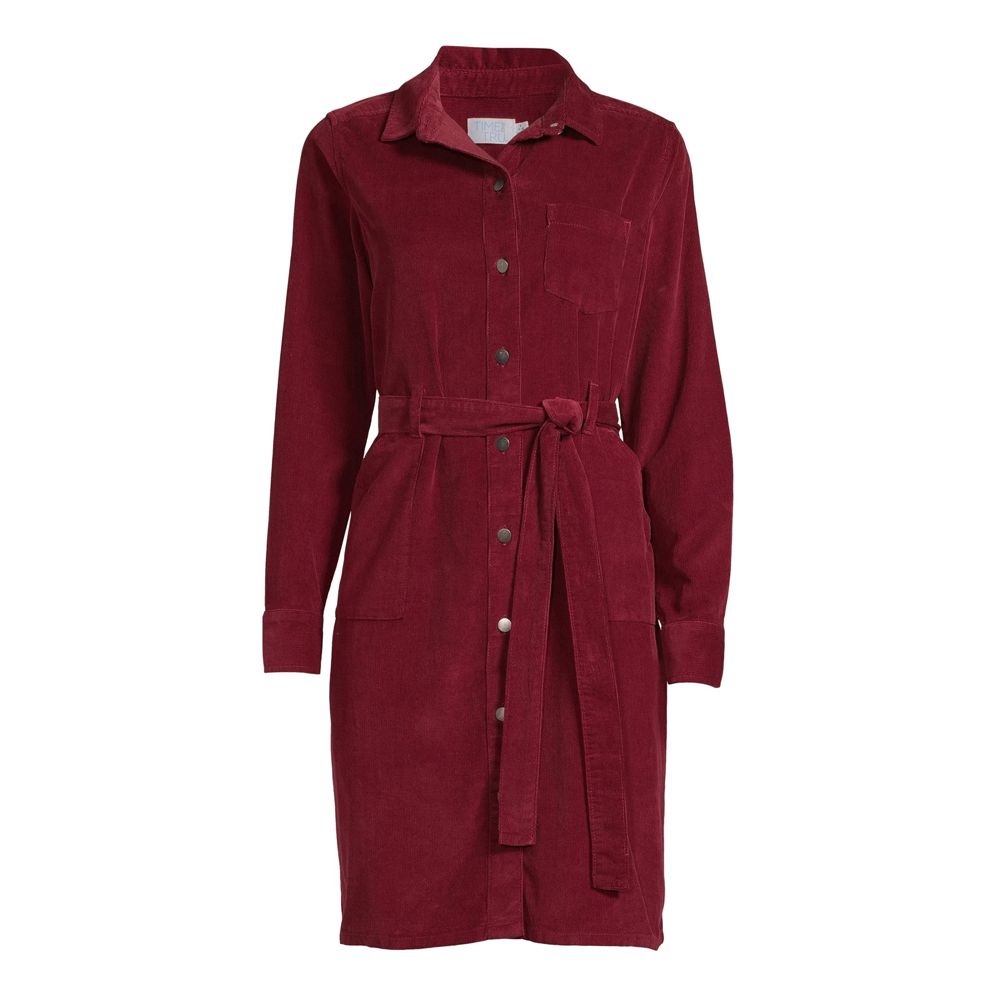 Time and Tru Women's Belted Utility Dress with Long Sleeves | Walmart (US)