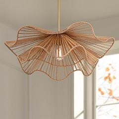 Possini Euro Largo 29 3/4" Wide Gold and Natural Rope Modern Pendant | Lamps Plus