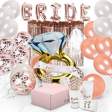 Bachelorette Party Decorations | Bridal Shower Supplies Kit - Bride To Be Sash, Cups, Straws, Vei... | Amazon (US)