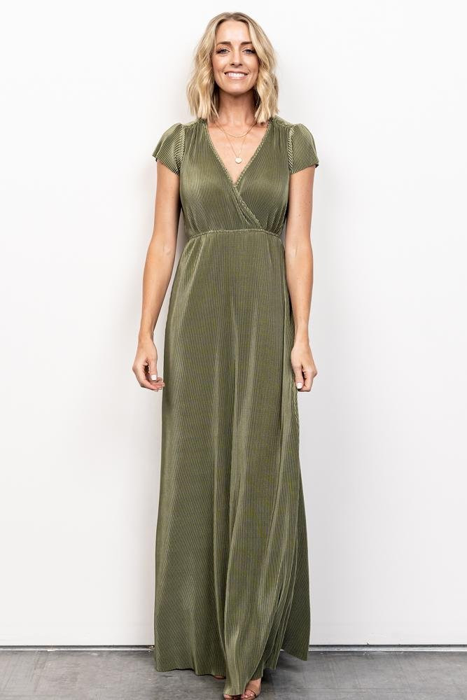 Athena Pleated Maxi Dress | Sage | Baltic Born