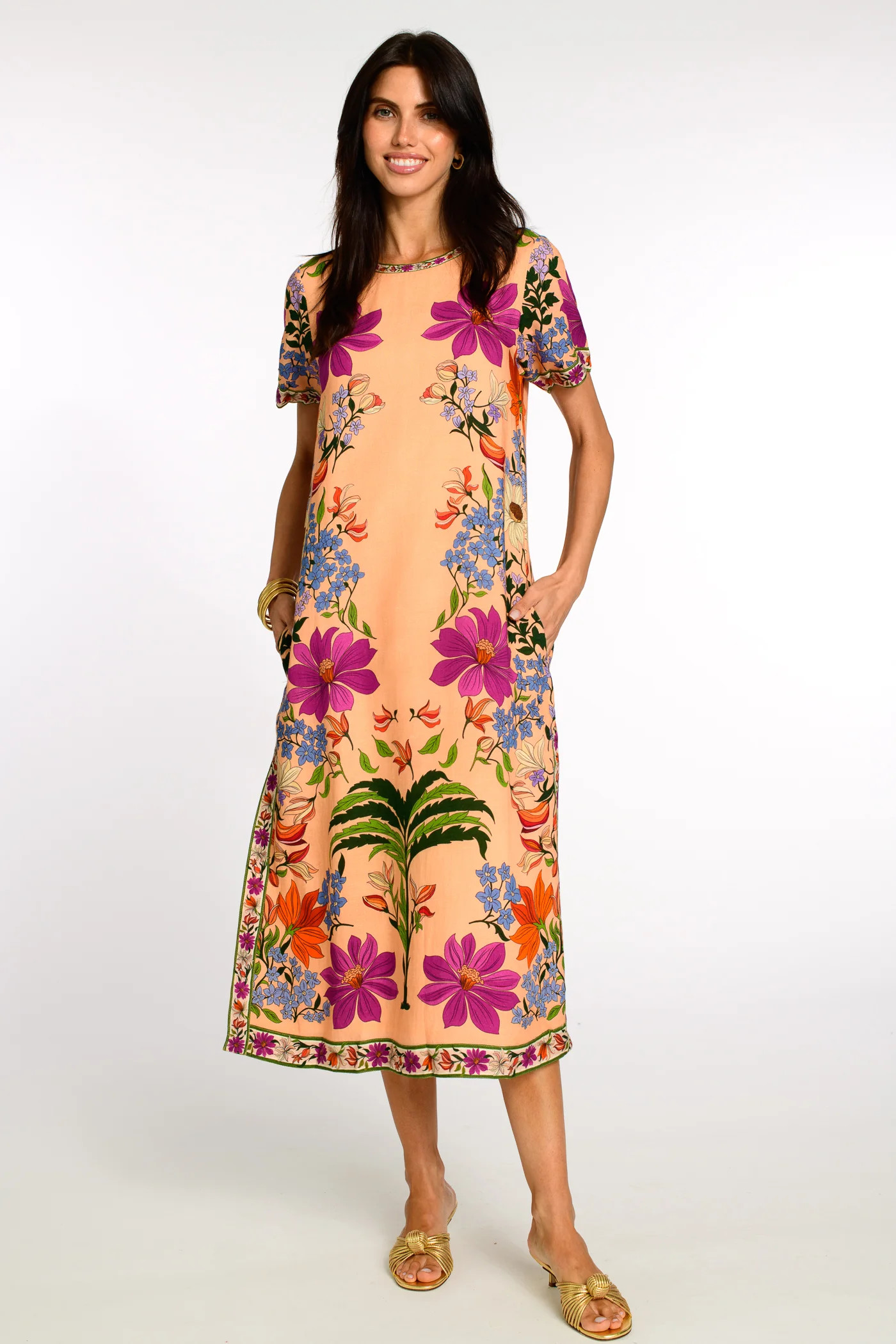 Tess Midi Dress in Tapestry Peach | Elizabeth James The Label