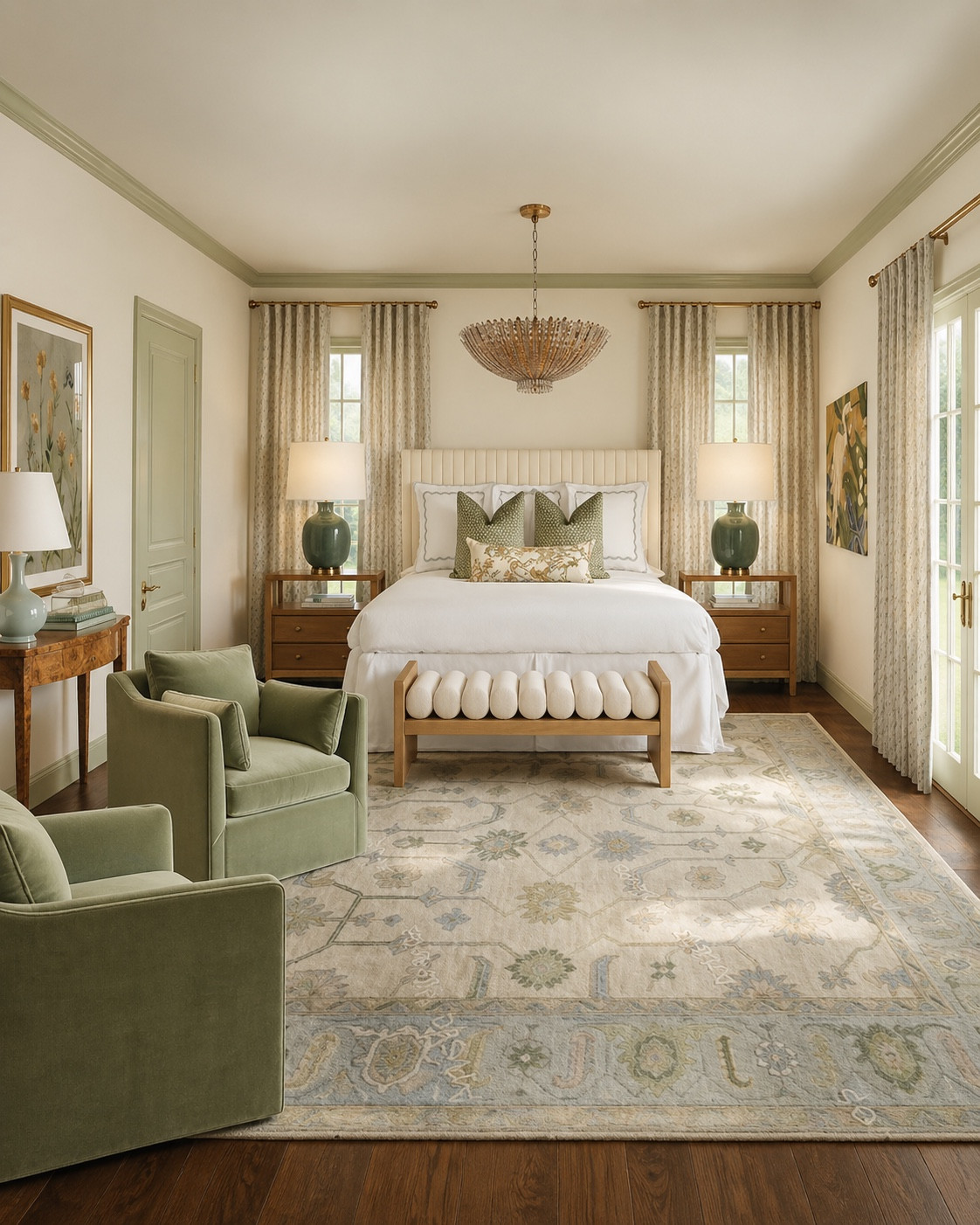 A gorgeous green and cream bedroom design with contrast trim! 

#LTKHome #LTKdayinmylife #LTKSaleAlert