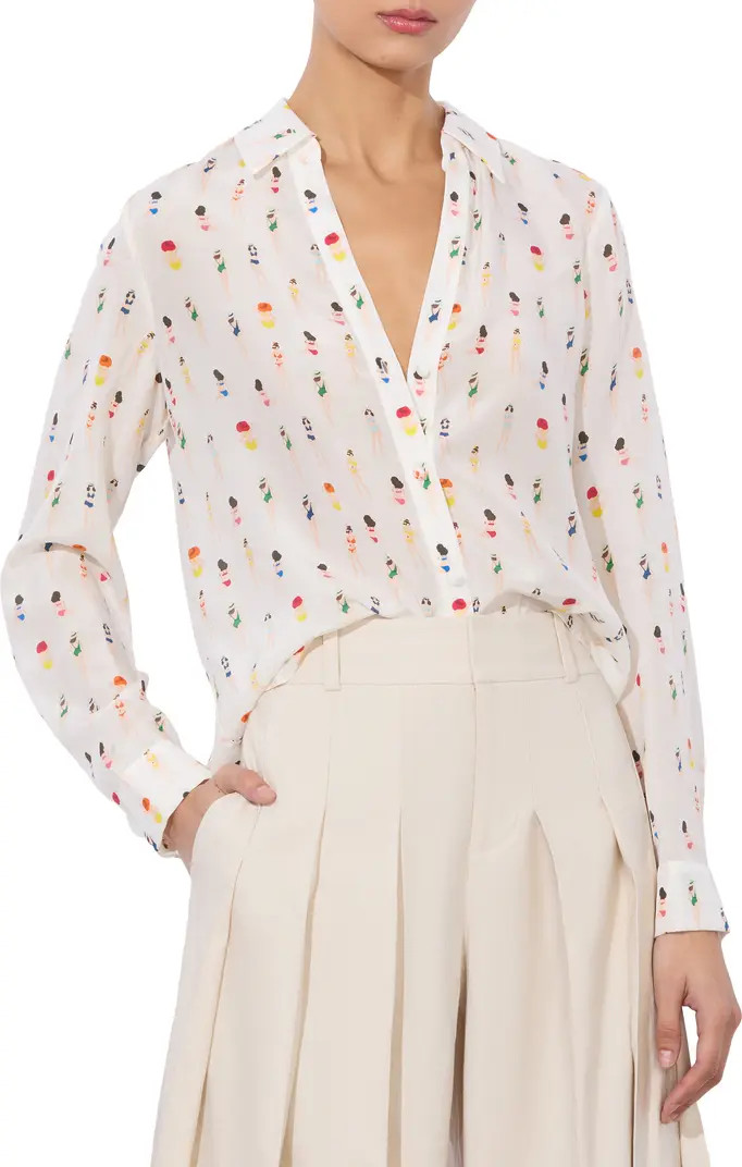 Eloise Sunbather Print Silk Button-Up Shirt, Nordstrom Shirt, Nordstrom Blouse, Nsale, Nordstrom TOP | Nordstrom