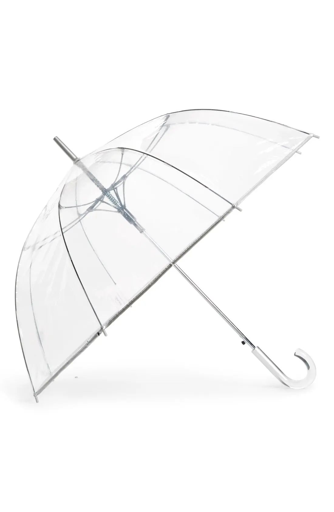 ShedRain Auto Open Stick Clear Dome Umbrella in Clear Silver at Nordstrom | Nordstrom