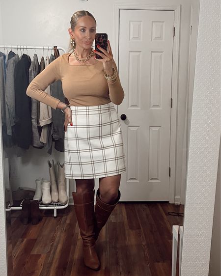 Wool mini skirt & boots for a neutral Monday office ootd. 
.
.
.
.
#jcrew #woolskirt #neutralootd #workootd #midsizestyle #midsizeoutfits 

#LTKmidsize #LTKstyletip #LTKworkwear