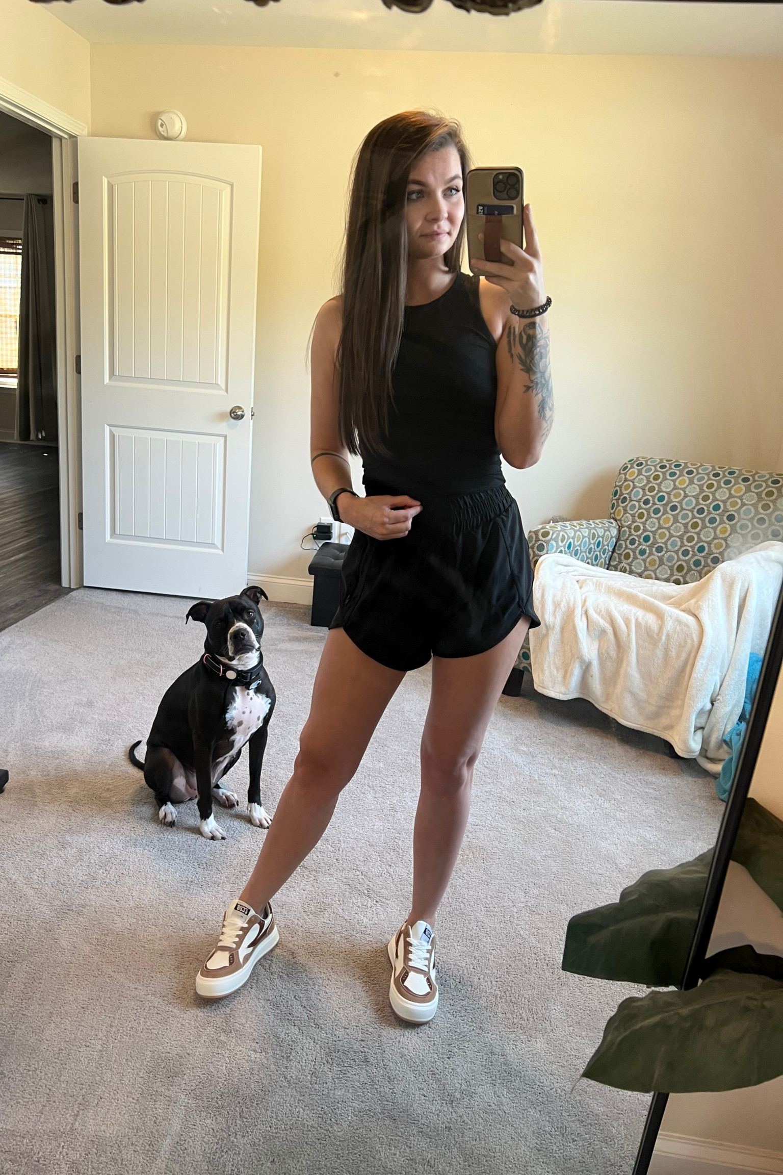 Comfortable outfit. Causal date night. My favorite sneakers right now! Lululemon dupe shorts  

#LTKstyletip #LTKFind #LTKsalealert