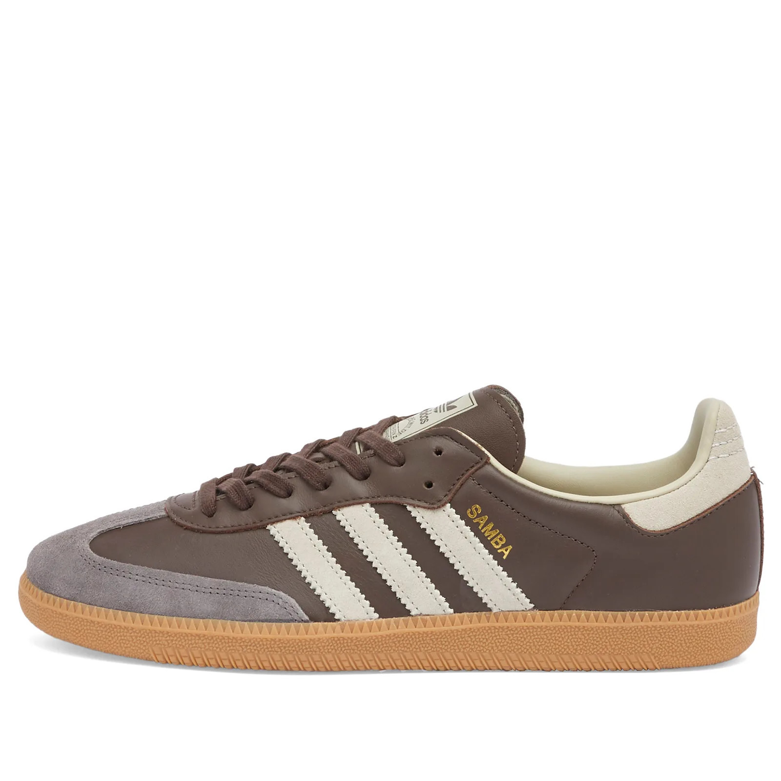 Adidas Samba OG in Brown/Putty Grey/Gold Met., Size UK 11 | END. Clothing