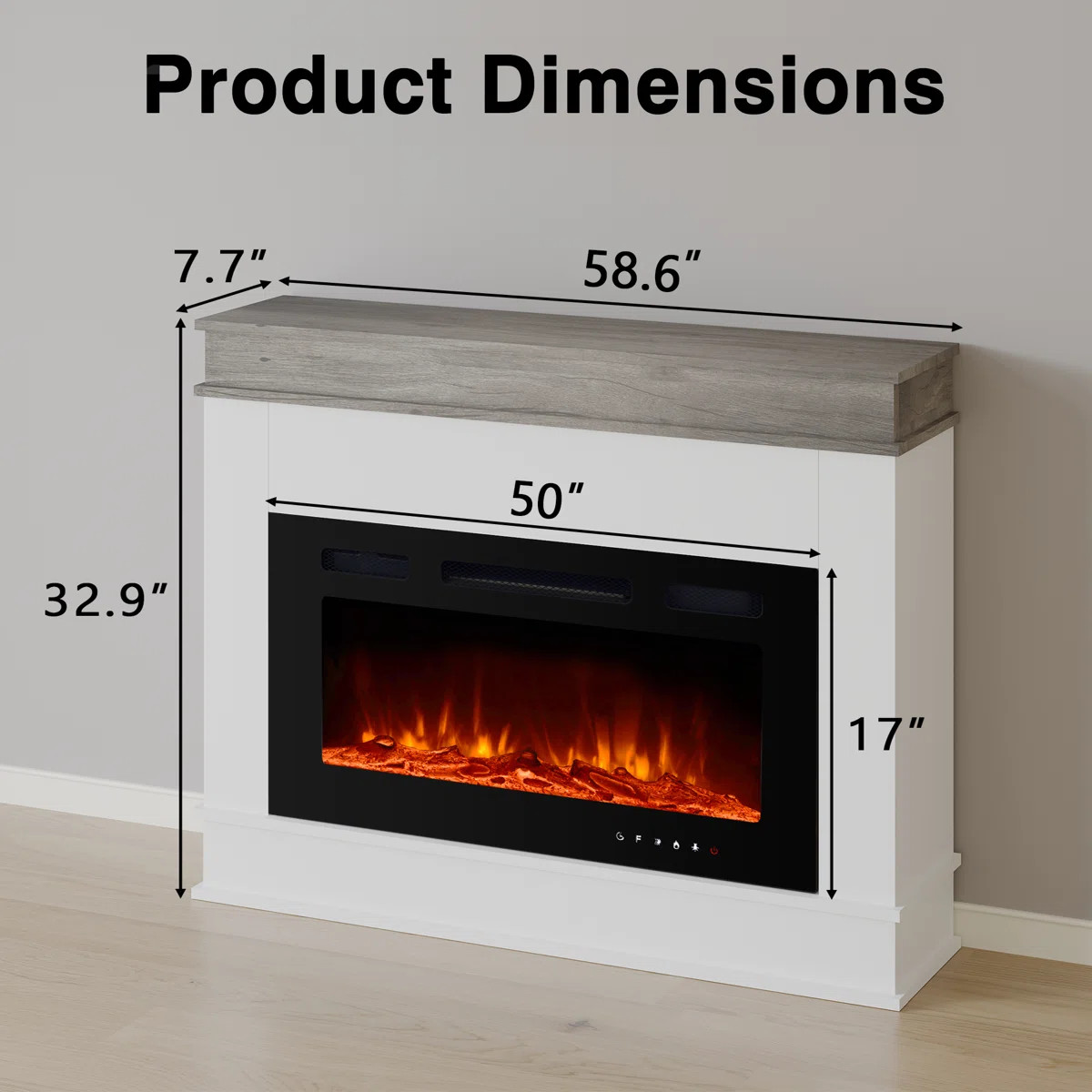 Symple Stuff Electric Fireplace with Mantel, Fireplace TV Stand with Electric Fireplace Heater, L... | Wayfair North America