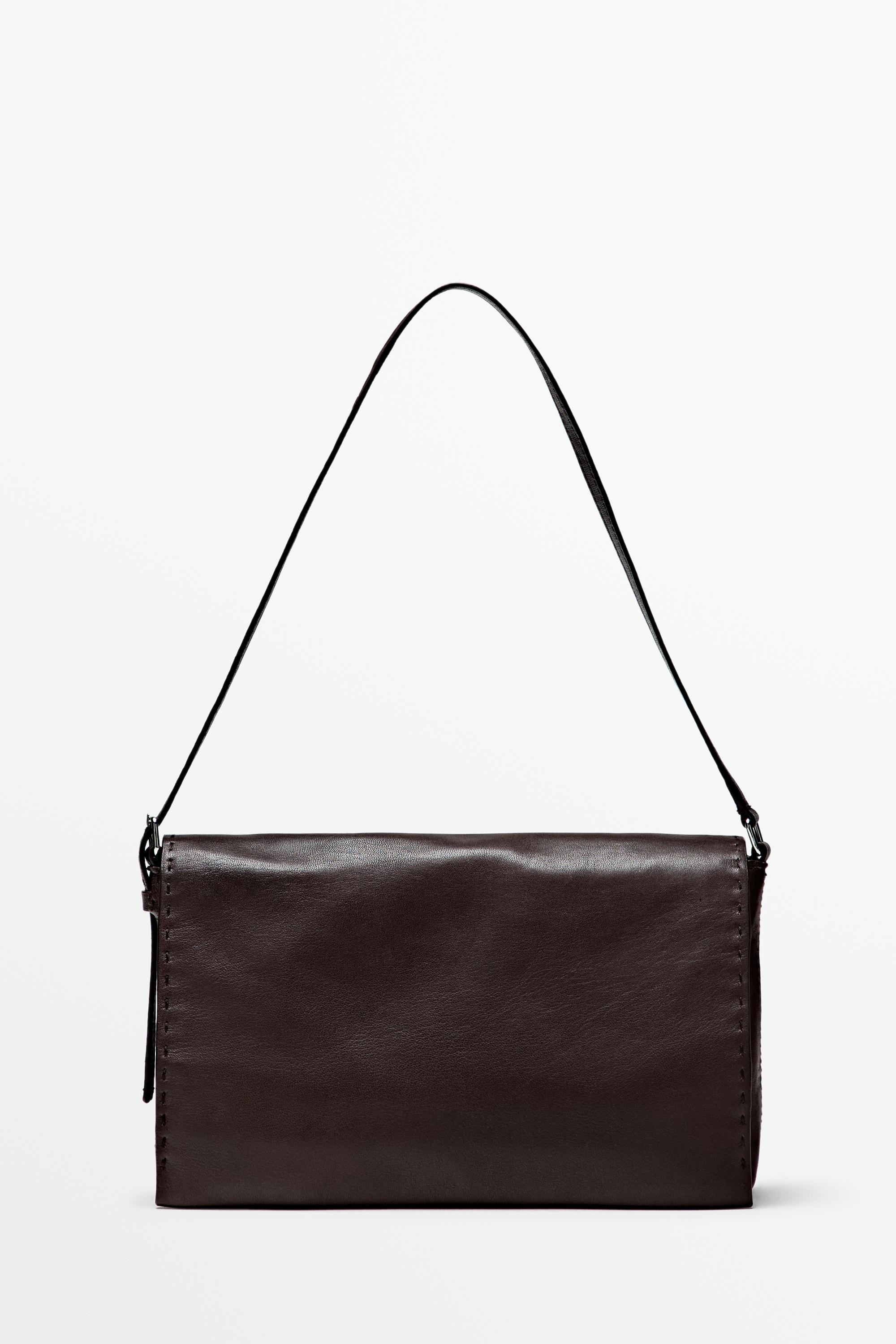 Nappa leather crossbody bag with topstitching | Massimo Dutti US