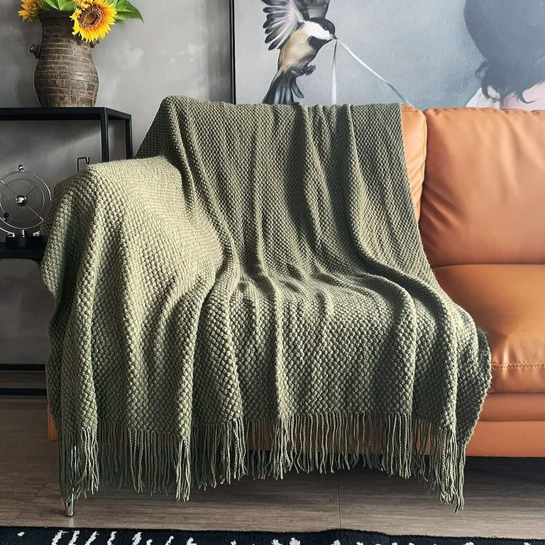 LOMAO Knitted Throw Blanket with Tassels Bubble Textured Lightweight Throws for Bed,Chair,Sofa,Li... | Walmart (US)