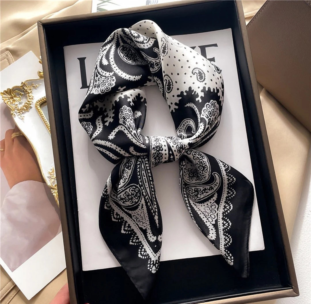 Square Persian Paisley Bandanas Silky Satin Scarf, Hair/head/neck Scarf 70x70 - Etsy UK | Etsy (UK)